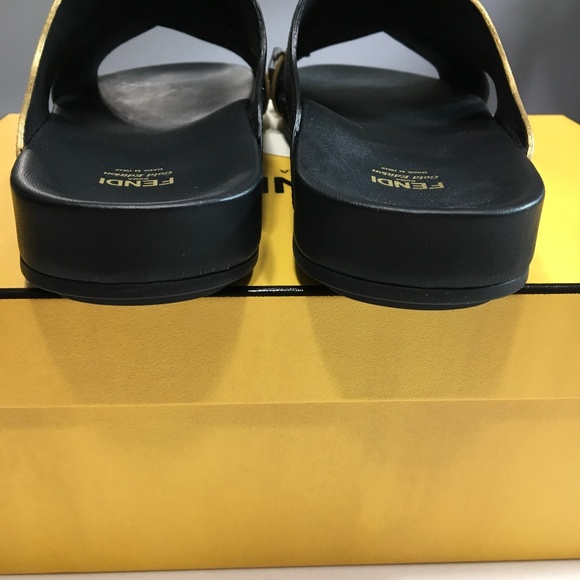 Fendi Gold/Black Edition Sandals - Picture 10 of 11
